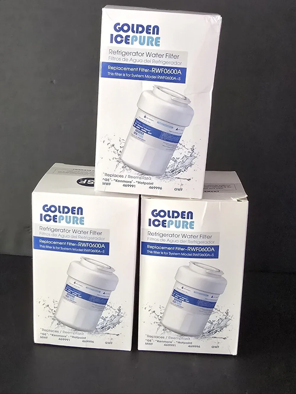 New Golden IcePure Refrigerator Water Filter RWF0600A - Pack of 3